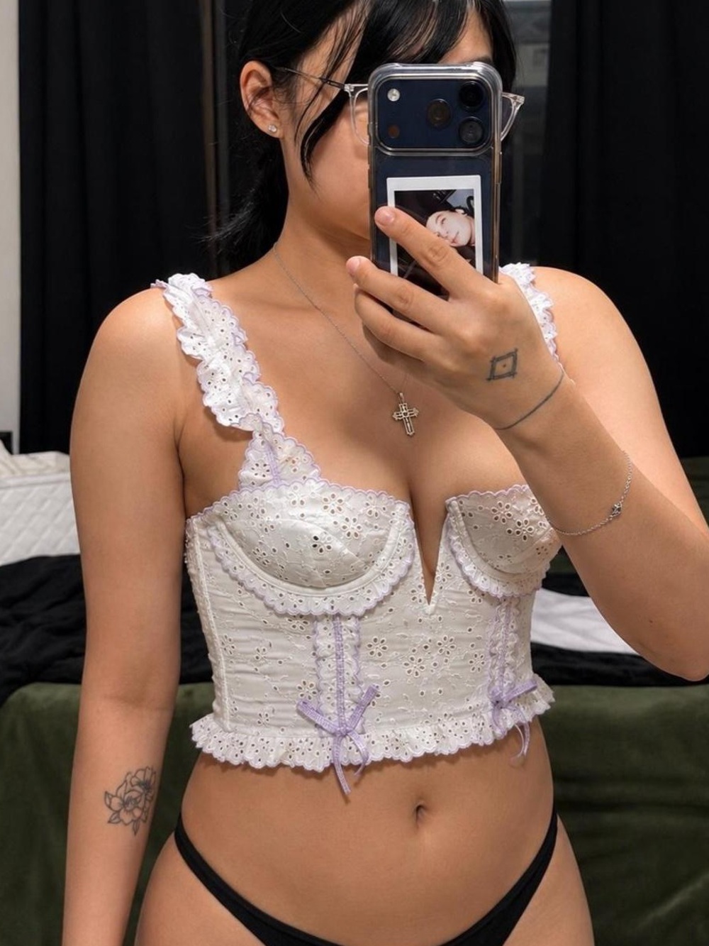 For Love & Lemons White Eyelet Corset Bustier Top 32A XS